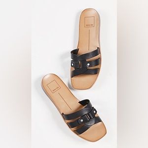 Dolce Vita Cait slide black leather sandals Sz-6